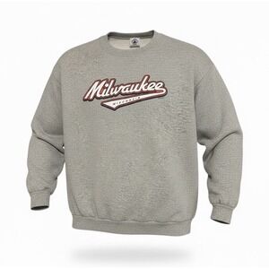 Vintage 90s Y2K baggy Milwaukee Wisconsin sweater crewneck pullover size xl grey